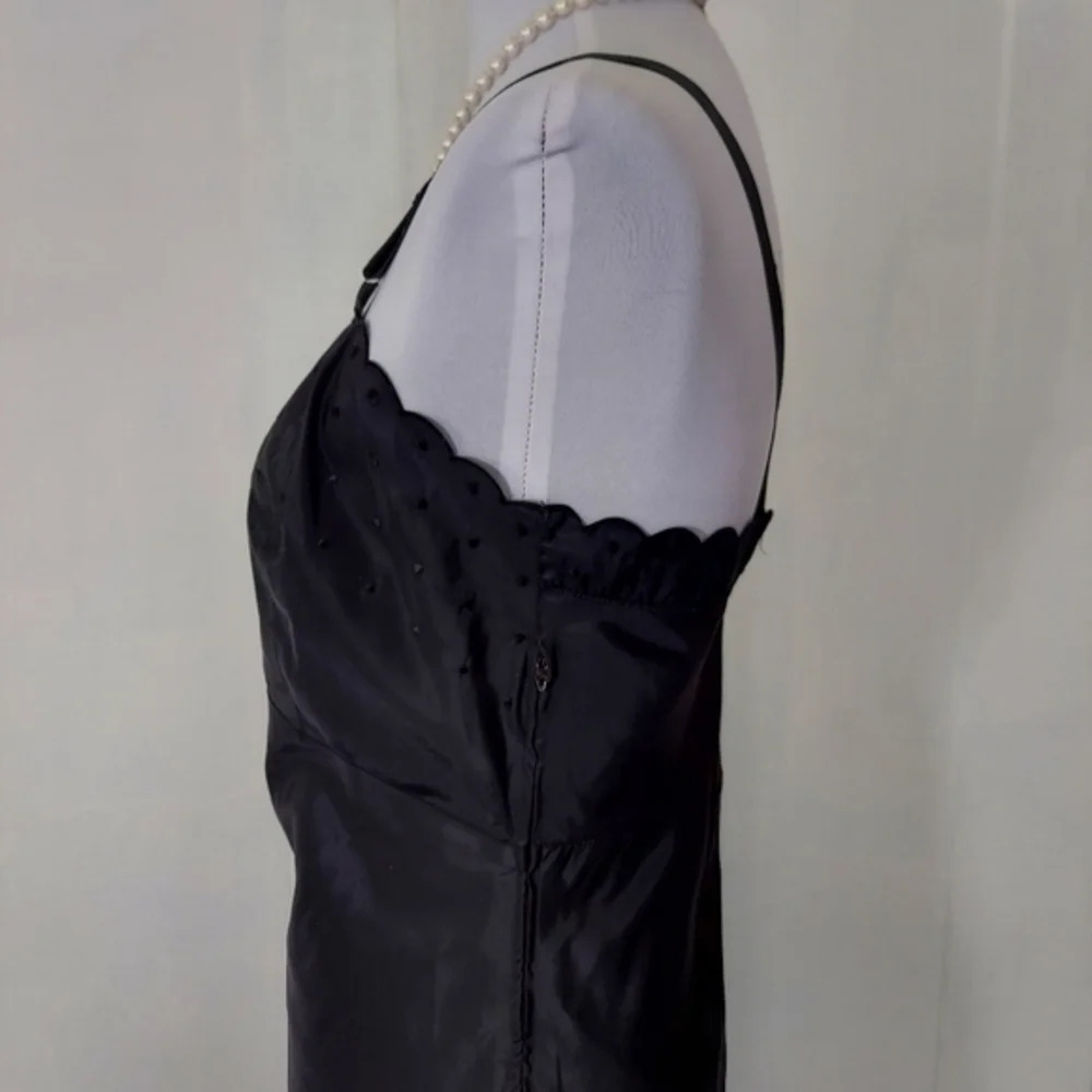 Vintage Black Barbizon Candie Tafredda Scalloped Edges Sexy Unique‎ Slip Dress - Picture 13 of 16